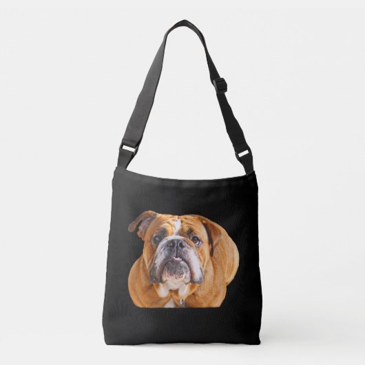 Liefde Engels Bulldog hondengezicht - bruine masco Crossbody Tas (Voorkant)