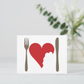 Liefde eten, liefdeshart briefkaart (Staand voorkant)