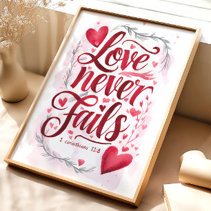Liefde Faalt Nooit: 1 Korintiërs 13:8 Poster