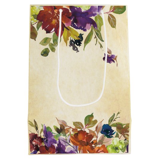 Liefde faalt nooit Bijbelvers Herfst Bloemenbruilo Medium Cadeauzakje (Achterkant)