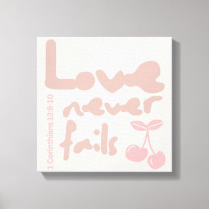 Liefde faalt nooit, bruiloft, huwelijk, grafische canvas afdruk