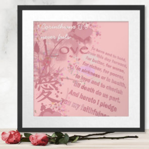 Liefde Faalt Nooit Collage Huwelijksgeloften Poster
