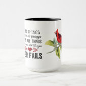 Liefde faalt nooit kardinaal 15 oz. Mok (Midden)