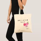 Liefde faalt nooit, rozen tote bag (Voorkant (product))