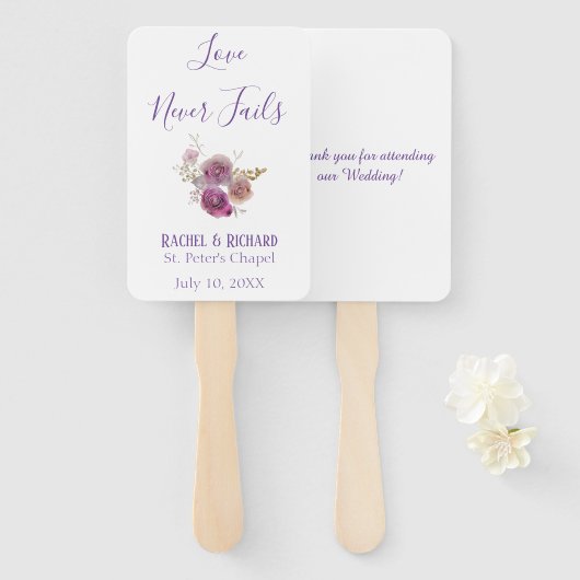Liefde faalt nooit Waterverf thema bruiloft Handwaaier (Voorkant en achterkant)