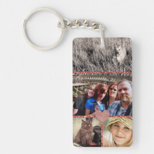 Liefde Familiefoto Collage Girly Heart Sleutelhanger