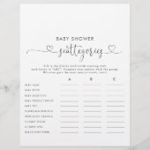 Liefde Fancy Script Baby shower Scatories Game (Voorkant)