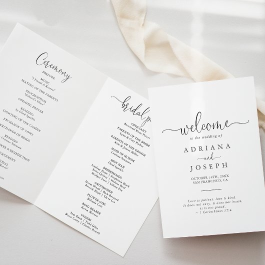 Liefde Fancy Script Gevouwen Bruiloft Programma