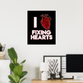 Liefde Fixing Hearts Chirurgische chirurgie Arts Poster (Thuiskantoor)