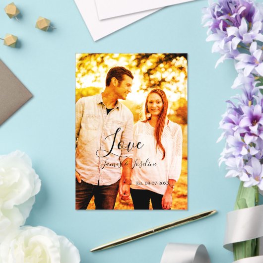 Liefde foto toevoegen naam set. Datum jaar bruilof Acryl Uitnodigingen (Insitu (Huwelijk))