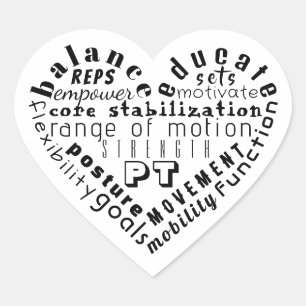 Liefde Fysiotherapie Hart Woord Art Canvas tas Sticker