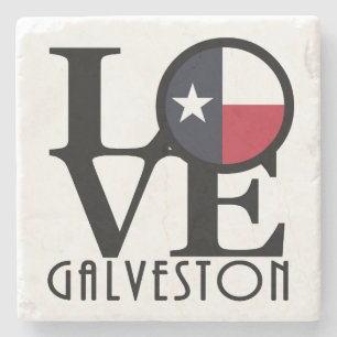 LIEFDE Galveston Texas Stenen Onderzetter