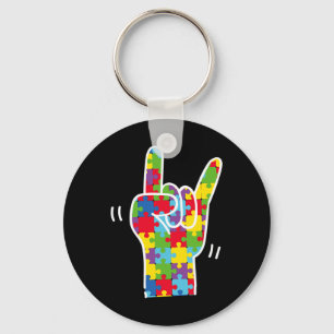 Liefde Gebarentaal Autisme Awareness Maand Asl Lov Sleutelhanger