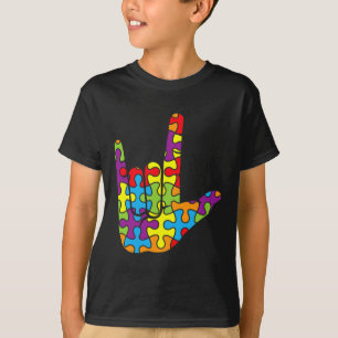Liefde Gebarentaal Autistische Puzzel Autisme Awar T-shirt
