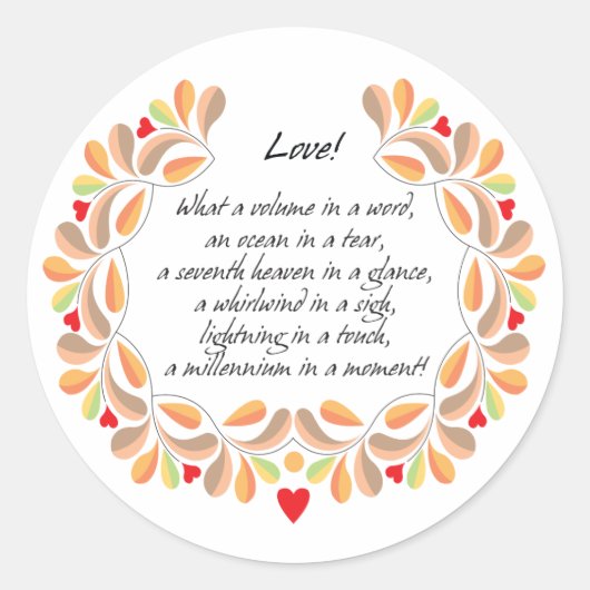 Liefde Gedicht sticker (Voorkant)