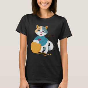 Liefde gehaakt en katten garen breien garen t-shirt