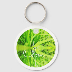 Liefde Gelukkig Groen Gras Sleutelhanger