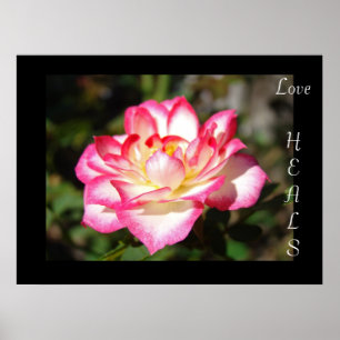 Liefde GENEEST print kunst cadeaus Roze Bloemen Fl