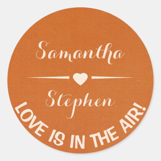 Liefde Gepersonaliseerd Hart Wit & Roest Bruin Bru Ronde Sticker (Voorkant)