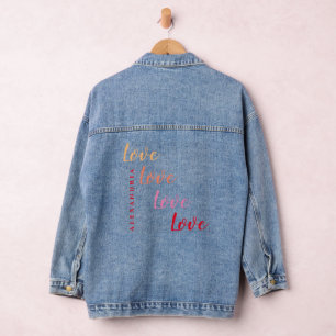 Liefde gepersonaliseerde minimale typografie denim jacket
