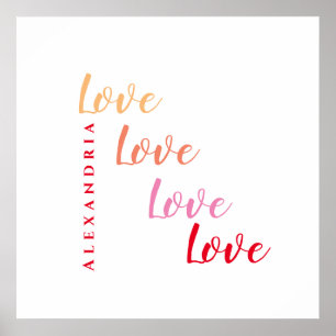 Liefde gepersonaliseerde typografie poster