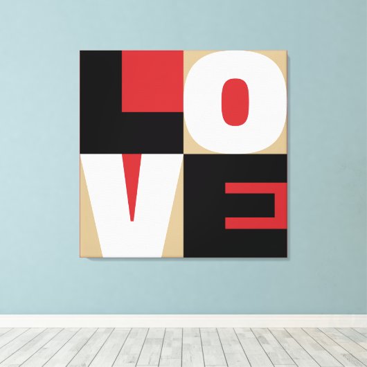 Liefde geraffineerd Letter Art Design Red Black Go Canvas Afdruk (Insitu (Houten vloer))