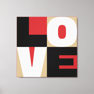 Liefde geraffineerd Letter Art Design Red Black Go Canvas Afdruk