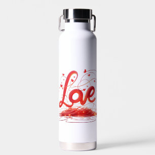 Liefde geweven met rode draden waterfles