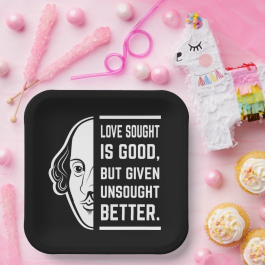 Liefde gezocht is goed Shakespeare Thespian Quote Papieren Bordje (Feest)