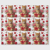 Liefde Ginger Kitten in Valentijnsdag Box Cadeaupapier (Vlak)