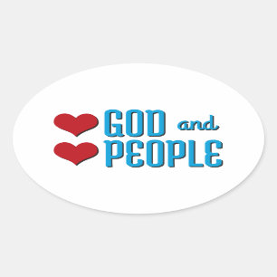 Liefde God en Liefde Mensen Ovale Sticker