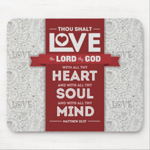 Liefde God Mousepad - Matthew 22:37 Bijbelverse Muismat