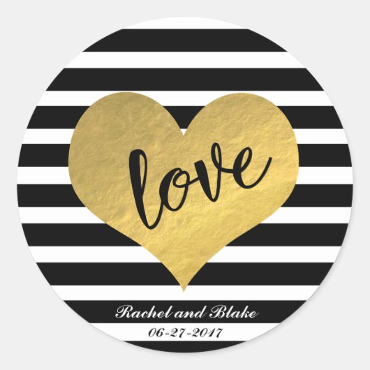Liefde Gold Heart Design Ronde Sticker (Voorkant)