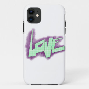 liefde graffiti paars groen mint typografie stippe iPhone 11 hoesje