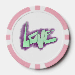 Liefde Graffiti paarse groene munt typografie stip Poker Chips
