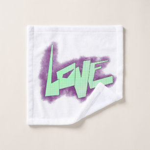 Liefde Graffiti paarse groene munt typografie stip Washandje