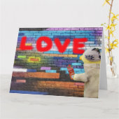 Liefde Graffiti wandkunst. Kaart (Gele Bloem)