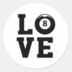 Liefde Graphic Pool Billard Snooker Billard Cue 8- Ronde Sticker
