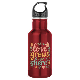 Liefde Groeit Hier Cottagecore Typografie Kunst Waterfles