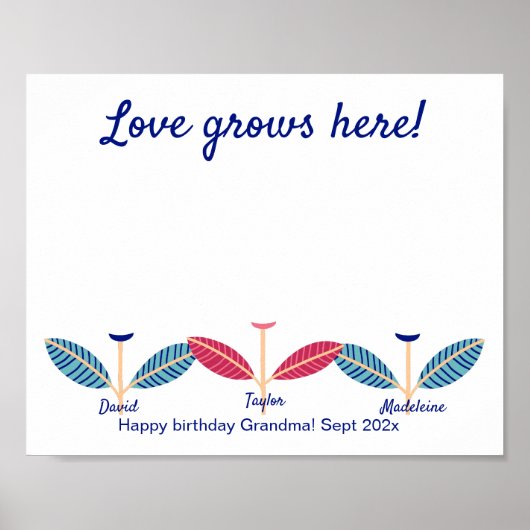 Liefde groeit hier Handprint Footprint DIY Art Poster (Voorkant)