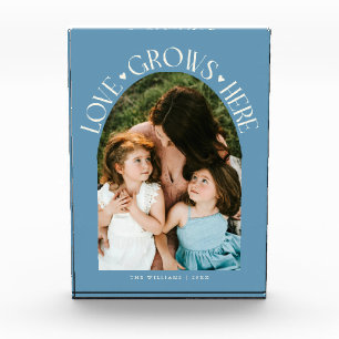 Liefde Groeit Hier Modern Boog Denimblauw Fotoblokken