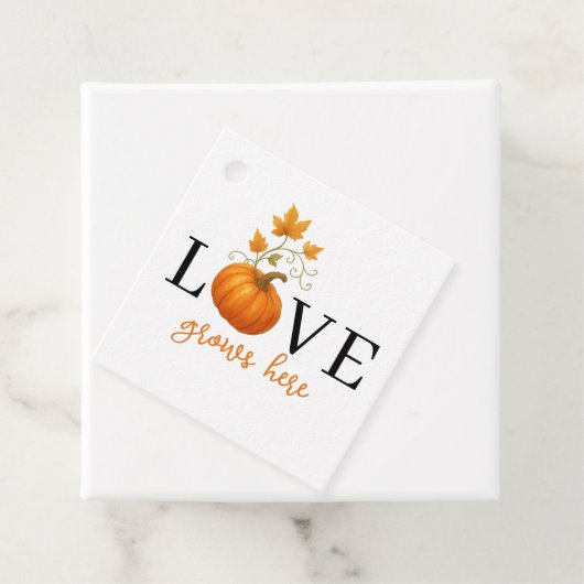 Liefde groeit hier | Pompoenlettering herfst Bedankjes Labels (In situ)