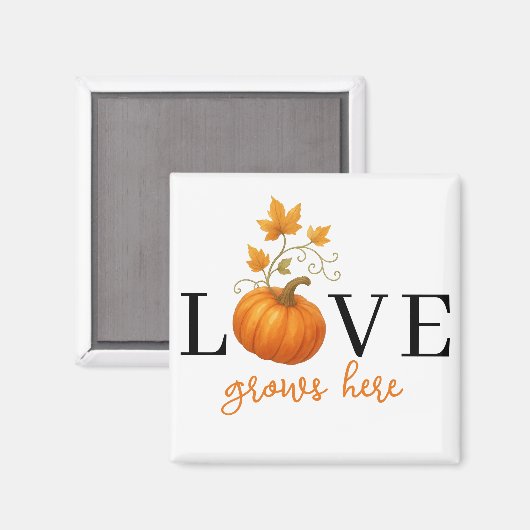 Liefde groeit hier | Pompoenlettering herfst Magneet (Voorkant / Achterkant)