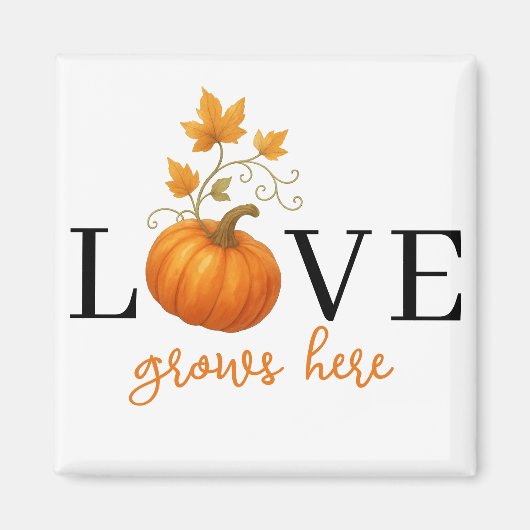 Liefde groeit hier | Pompoenlettering herfst Magneet (Voorkant)