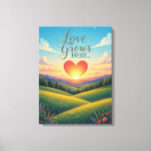 Liefde groeit hier Romantische Hart Kunst Canvas Afdruk (Voorkant)