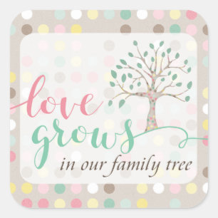 Liefde groeit in onze stamboom Baby shower party Vierkante Sticker