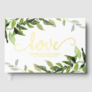 Liefde Groene Eucalyptus Bruidsuitnodiging Gastenboek