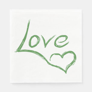 liefde groene hart partij bruiloft typografie servet