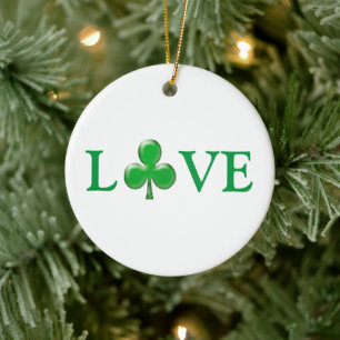 Liefde groene witte Ierse klaver schaap schattig m Keramisch Ornament