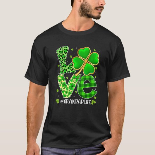 Liefde grootvader Pset Leopard Shamrock St. Patric T-shirt (Voorkant)